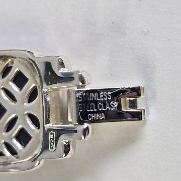 Ecclissi Sterling Silver Quartz Watch Black Druzy Accents + Extra Links - Picture 6 of 16